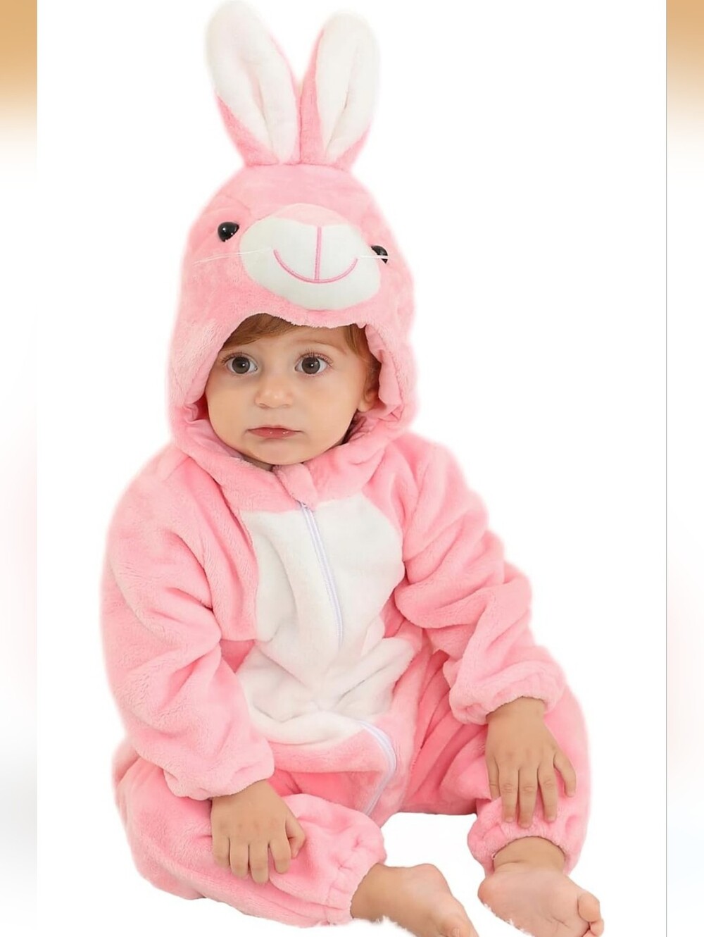 NWT Bettwrfun Pink Bunny Infant Plush Hooded Onesie 18 - 24 Mths